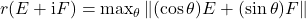 r(E+\mathrm{i}F) = \max_\theta \| (\cos \theta) E + (\sin\theta) F \|