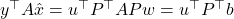 y^\top A\hat{x} = u^\top P^\top A P w = u^\top P^\top b
