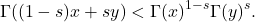 \[\Gamma((1-s)x + sy) < \Gamma(x)^{1-s} \Gamma(y)^s. \]