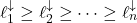 \ell_1^\downarrow \ge \ell_2^\downarrow \ge \cdots \ge \ell_n^\downarrow