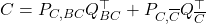 C = P_{C,BC} Q_{BC}^\top + P_{C,\overline{C}} Q_{\overline{C}}^\top