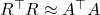 R^\top R \approx A^\top A