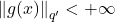 \norm{g(x)}_{q'} < +\infty