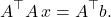 \begin{equation*} A^\top A \,x = A^\top b. \end{equation*}