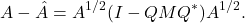 \[A - \hat{A} = A^{1/2} (I - QMQ^*)A^{1/2}. \]