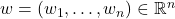 w = (w_1,\ldots,w_n) \in \real^n