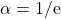 \alpha = 1/\mathrm{e}