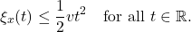 \[\xi_{x}(t) \le\frac{1}{2} vt^2 \quad \text{for all $t\in\mathbb{R}$.} \]