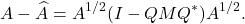 \[A - \hat{A} = A^{1/2} (I - QMQ^*)A^{1/2}. \]