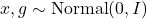 x,g\sim \operatorname{Normal}(0,I)