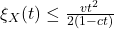 \xi_X(t) \le \tfrac{vt^2}{2(1-ct)}