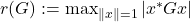 r(G) := \max_{\|x\|=1} |x^*Gx|