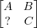 \begin{equation*} \begin{bmatrix} A & B \\ ? & C \end{bmatrix} \end{equation*}