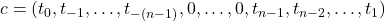 c = (t_0,t_{-1},\ldots,t_{-(n-1)},0,\ldots,0,t_{n-1},t_{n-2},\ldots,t_1)