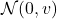 \mathcal{N}(0,v)