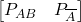 \begin{bmatrix} P_{AB} & P_{\overline{A}} \end{bmatrix}