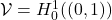 \mathcal{V} = H_0^1((0,1))