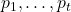 p_1,\ldots,p_t