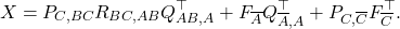 \begin{equation*} X = P_{C,BC}R_{BC,AB}Q_{AB,A}^\top + F_{\overline{A}} Q_{\overline{A},A}^\top + P_{C,\overline{C}} F_{\overline{C}}^\top. \end{equation*}