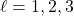 \ell = 1,2,3