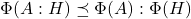 \Phi(A:H) \preceq \Phi(A):\Phi(H)