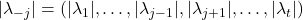 |\lambda_{-j}| = (|\lambda_1|,\ldots,|\lambda_{j-1}|,|\lambda_{j+1}|,\ldots,|\lambda_t|)