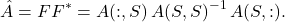 \[\hat{A} = FF^* = A(:,S) \, A(S,S)^{-1} \, A(S,:).\]