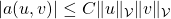 |a(u,v)| \le C \|u\|_{\mathcal{V}}\|v\|_{\mathcal{V}}