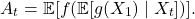 \[A_t = \mathbb{E} [f(\mathbb{E}[g(X_1) \mid X_t])].\]